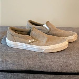 Tan suede slip on vans